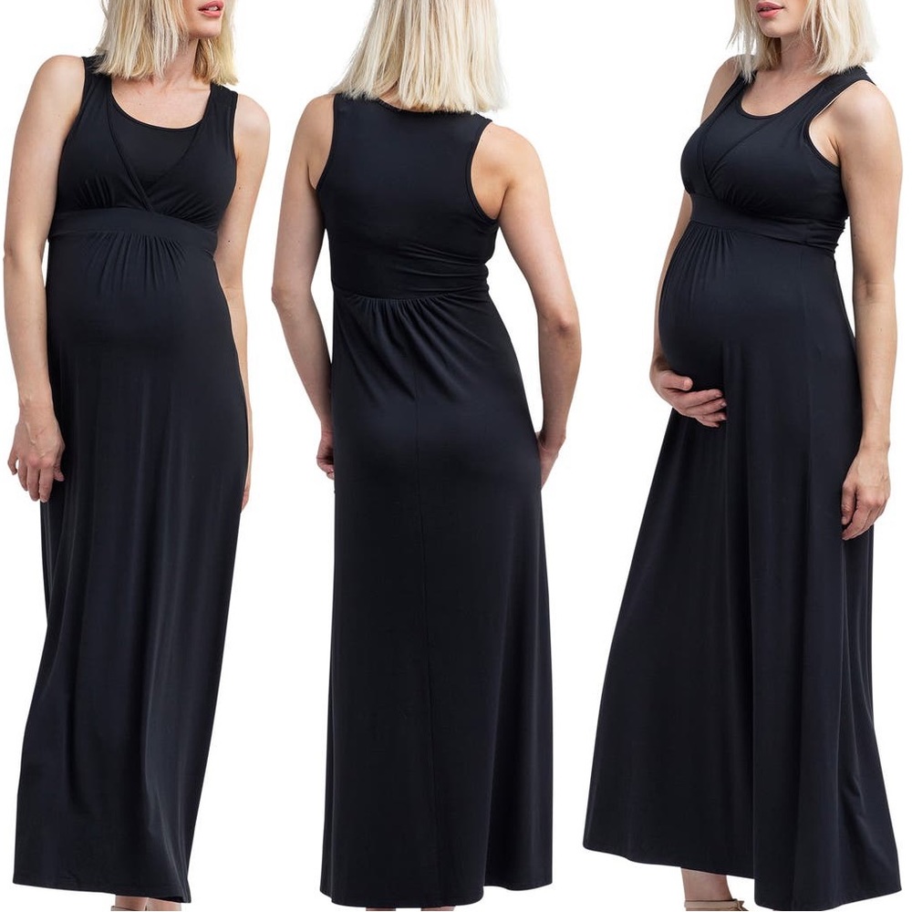 Nom Maternity Hollis Maternity/Nursing Maxi Dress — navy, Sz L